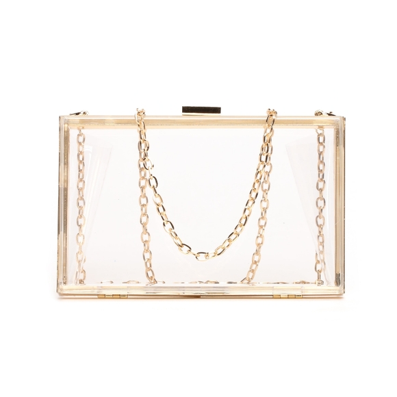 Fashion Nova Clear Box Clutch PVC - Picture 2 of 7